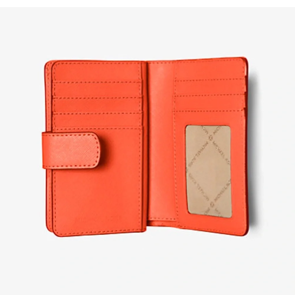 Michael Medium Crossgrain Leather Bifold Wallet Red Clay  NWT